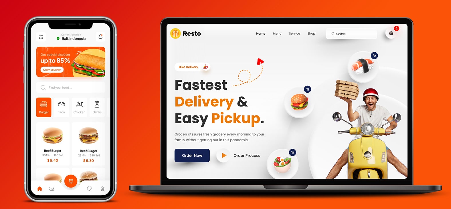 food delivery app and website